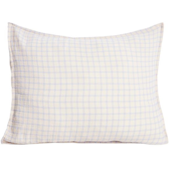 GARBO & FRIENDS Gingham Sky Blue Muslin Pillowcase, 50x70 cm - Picture 1 of 4